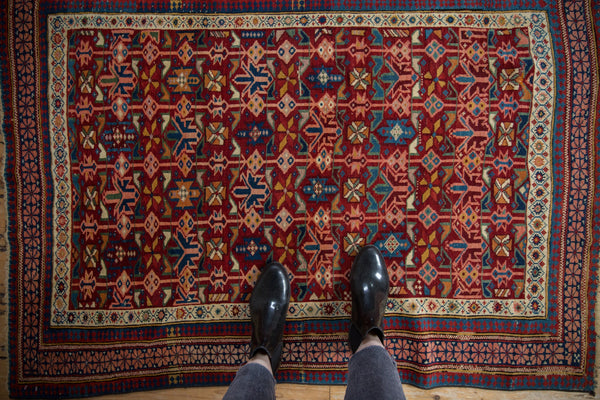 4x5 Antique Caucasian Square Rug // ONH Item ct001362 Image 1