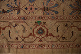 Bibikabad carpet's copper turtle Samovar border with camel field floral motifs.