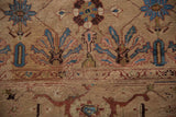 Bibikabad rug detail: camel field, blue and rose motifs, and turtle Samovar border.
