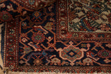 Finely woven dark navy Herati pattern, deep madder root red Turtle Samovar border.