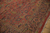 Hand-knotted Vintage Mahal carpet with madder red field, Mahimahi leaves, and Samovar border.