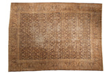 Vintage distressed Sivas carpet with allover Herati design, worn texture, and Turtle Samovar border, 8'10