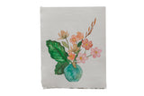 Sarah Martinez Bouquet No. 1 painting, watercolor floral bouquet in a teal vase.