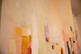 Close-up of Sarah Martinez Abstract No. 114 painting, showing textured pastel and vivid brushstrokes.