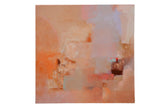 Sarah Martinez Abstract No. 110 painting in layered peach, blue, and brown hues, 30x30.