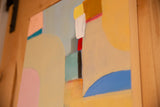 Close-up angled view showing the thick acrylic paint texture and deep cradled wood panel edge.