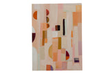 Sarah Martinez Shape Shift No. 44 abstract painting with warm peach, orange, and brown geometric forms.