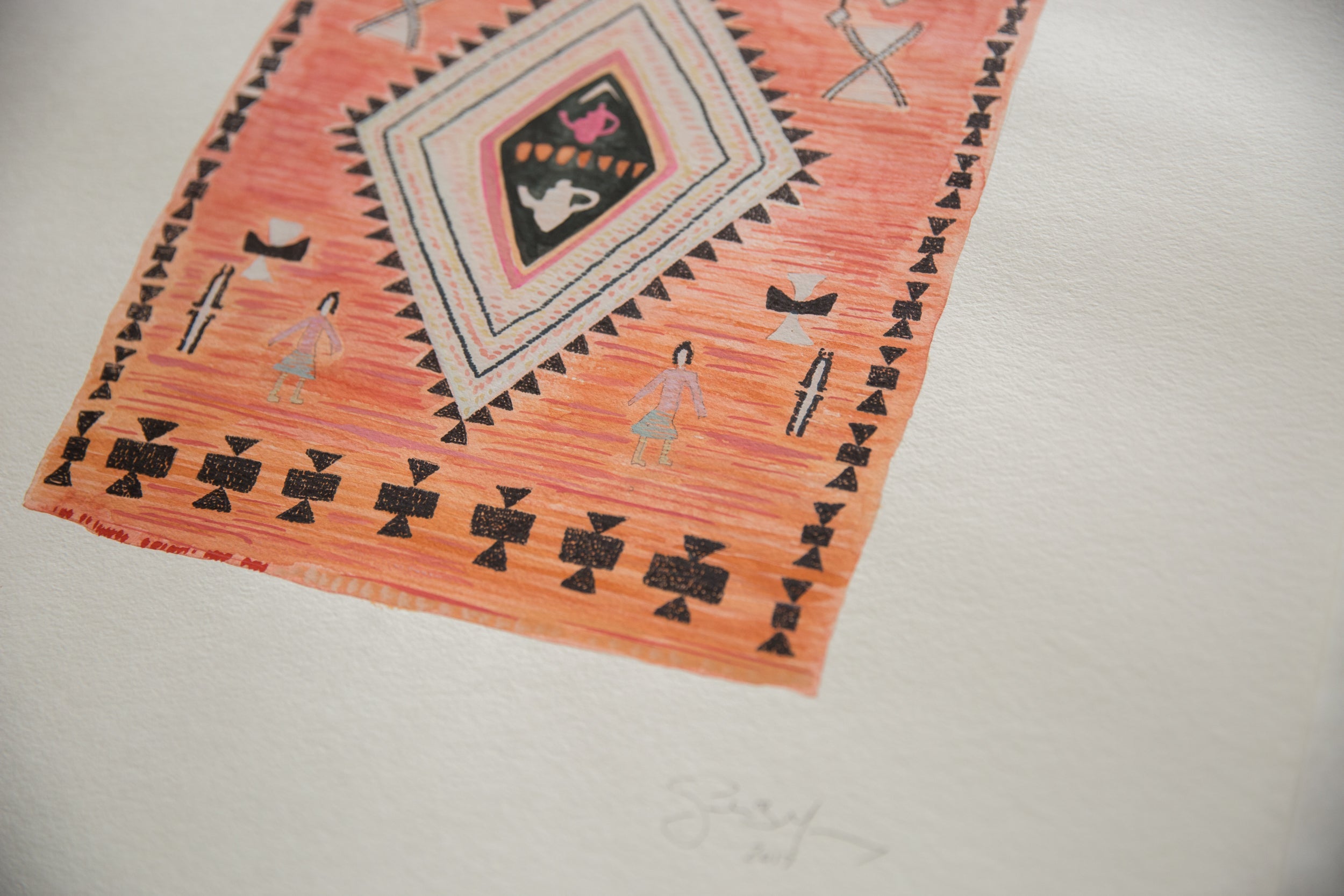 Sarah Martinez Antique Rug 5 Original Painting // ONH Item CT001423 Image 1