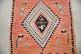 Detail of textured watercolor paper with painting's geometric border and stylized figure.