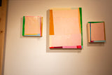 Sarah Martinez Colorblock No. 22, textured peach, orange, green, and pink acrylics on panel.