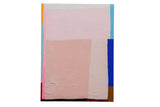 Sarah Martinez Colorblock No. 24, an abstract painting with textured pink fields and vibrant borders.
