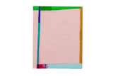 Sarah Martinez Colorblock No. 26 abstract art, pink-beige with vibrant green, blue, mustard blocks, 8x10.