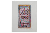 Sarah Martinez print featuring a vintage rug with pink, blue, and yellow geometric designs.