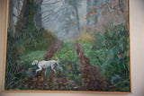 Left side detail of Keogh painting, showing handmade wooden frame and textured canvas.