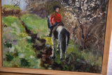 White blossoms on dark tree branches in Grace B. Keogh's Spring Ride painting.