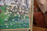 Artist's 'GBK' signature on Grace B. Keogh painting in wood frame.