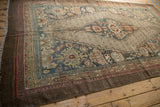 Vintage distressed Bibikabad carpet corner with intact chocolate brown selvage and madder red banded border.