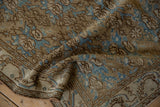 Distressed Bibikabad runner: pale coffee brown and sky blue floral pattern with softened pile.