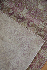 Detail of the hand-knotted foundation and secured side selvage on the vintage Yezd runner.