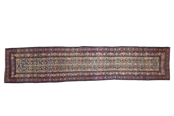 2.5x12 Antique Fragment Kermanshah Rug Runner // ONH Item ct001481
