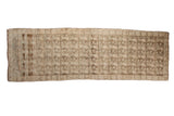 Distressed Karabagh runner with vertical vines, pale coffee, ivory, and blush tones, 3'9