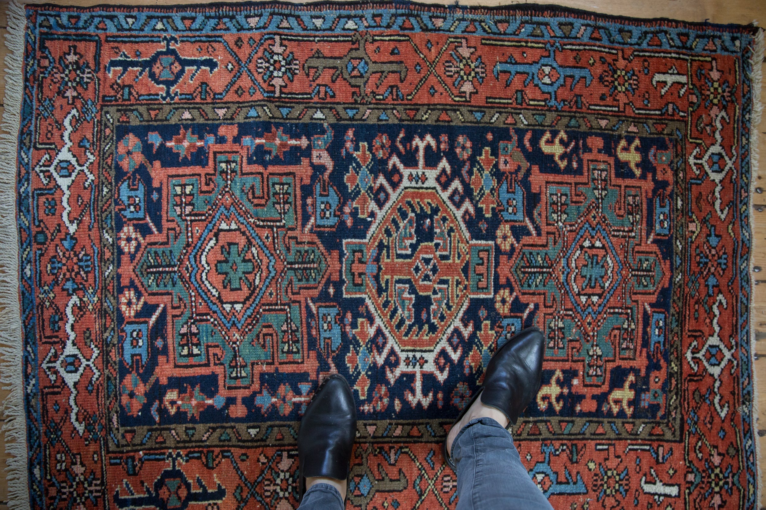 3.5x4.5 Vintage Karaja Square Rug // ONH Item ct001494 Image 1