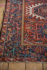 Karaja rug corner displaying intricate geometric border and hook and latch motif.