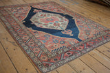 Madder root red main border with meandering vine and serrated leaf on a Malayer rug.