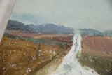 Grace B. Keogh oil painting detail with impasto texture, snow, and earth tones.