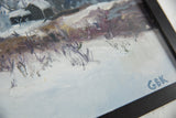 Grace B. Keogh's blue GBK initials on the textured white canvas.