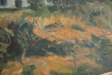 Grace B. Keogh painting with textured green and orange oil paint brushstrokes.