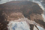 Detail of Grace B. Keogh oil on canvas painting, showing textured brown, grey, white brushstrokes.
