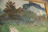 Textured oil on canvas, green and brown brushstrokes from Grace B. Keogh painting.