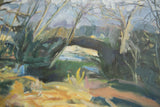Textured impasto brushwork in greens and blues on Grace B. Keogh's 
