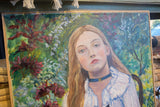 Grace B. Keogh painting showing a woman with long light hair and a vibrant background.