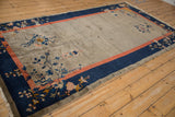 Antique Chinese Art Deco Fetti-Li style floral motifs in cobalt blue, coral, and silver.