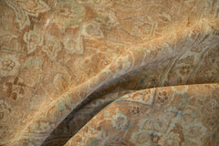9x10 Vintage Distressed Fragment Gold Wash Tabriz Square Carpet // ONH Item ct001550 Image 10