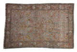 Vintage Distressed Sarouk rug, Gol Ferang scrolling vines in dusty powder blue, terracotta, rose.
