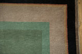 Antique Nichols Art Deco carpet border: black, mauve, pale gold, and dusty mint green.