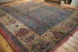 Antique Bakshaish carpet with sapphire blue Herati field and wide antique ivory main border.