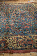 Sapphire blue Herati field and wide antique ivory border pattern on this antique Persian Bakshaish.