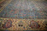 Antique Bakshaish border: sapphire blue Herati field, wide antique ivory border with red palmettes.