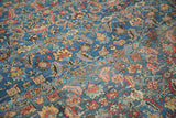 Antique Bakshaish carpet: allover Herati pattern in sapphire blue, cochineal red, and beige tones.