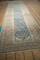 Full perspective view of the vintage Malayer runner, showing its long profile and softly abrashed field.