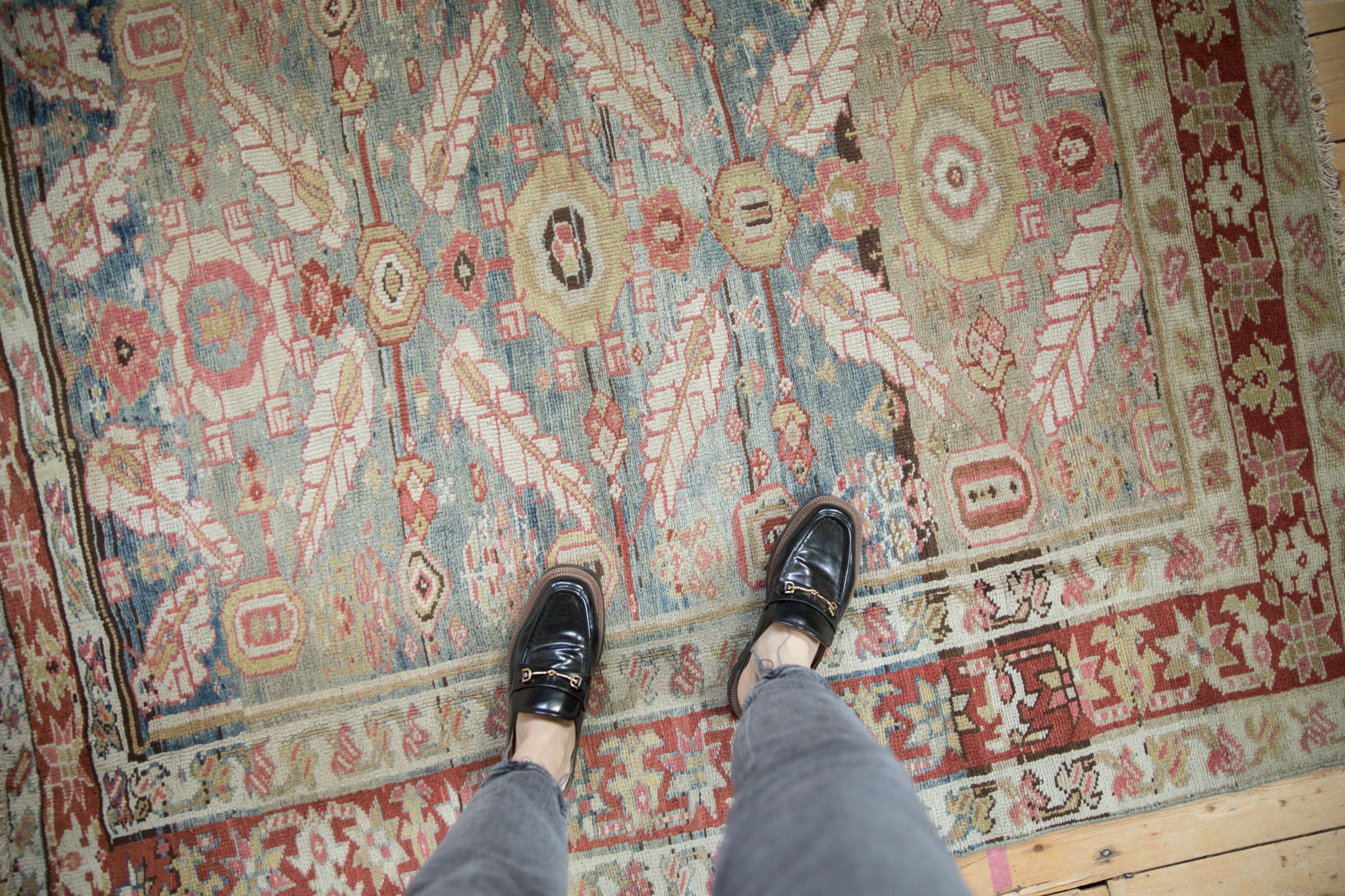 Antique Distressed Karaja Square Carpet // ONH Item: ct001601, Image 1