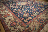 Vintage Gorevan's beige Turtle Samovar border and navy field with geometric palmettes.
