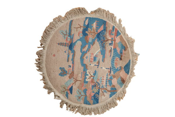 Vintage Art Deco Round Rug Mat // ONH Item: ct001605