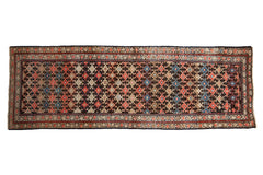 3x8.5 Antique Fragment Kurdish Malayer Rug Runner
