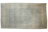 Distressed vintage hand-knotted Persian Meshed carpet, faded blue Herati design, luster pile.