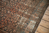 Antique Hamadan carpet detail: allover Herati field, Samovar border, and visible low pile.